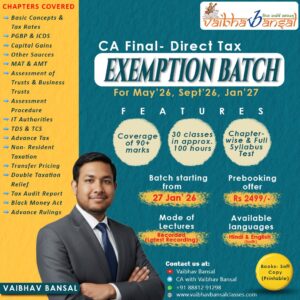 CA FINAL - DT Exam Oriented Batch (EOB) May 26 , Sep 26 and Jan 27