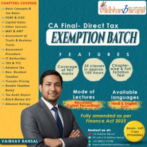 CA FINAL - DT Exam Oriented Batch (EOB) May 26 , Sep 26 and Jan 27