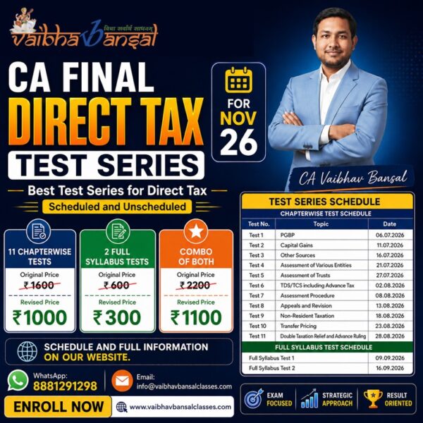 CA Final Direct Tax Test Series Nov 2026