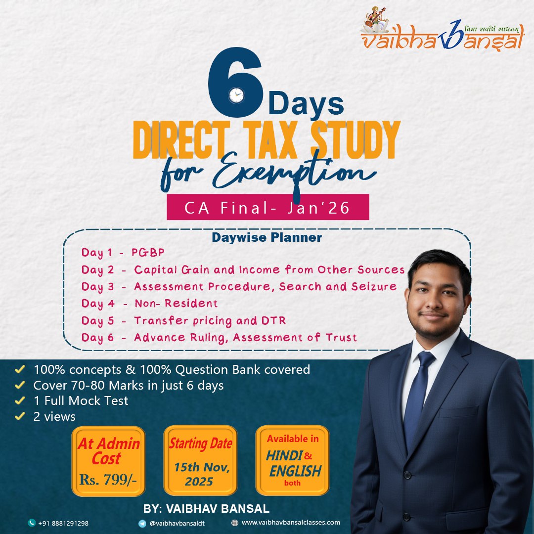 CA Final DT 6 Days Study Sessions (Jan 26)