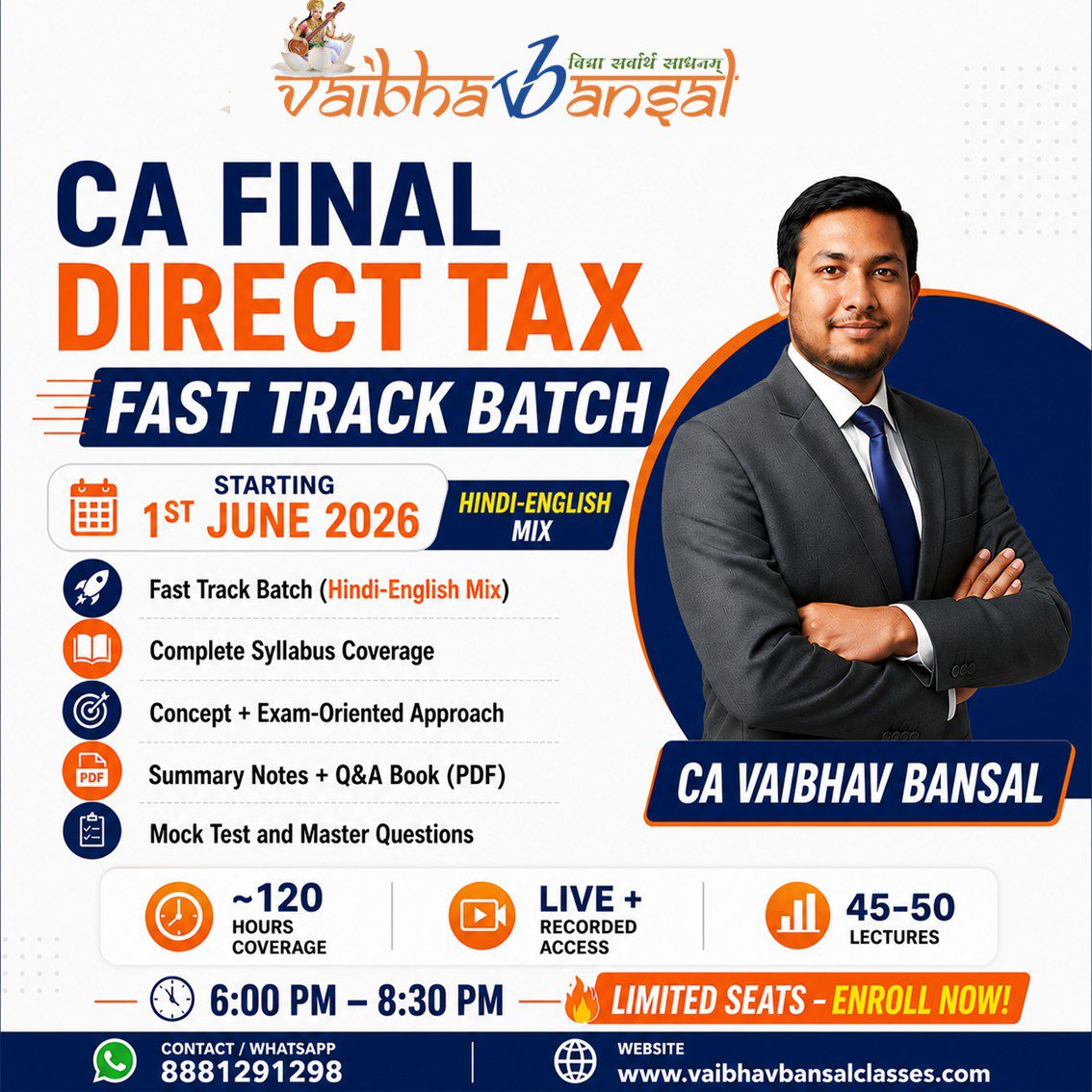 CA Final Direct Tax Fast Track Batch November 2026 by CA Vaibhav Bansal
