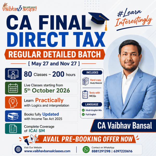 CA FINAL DIRECT TAX MAY 27 ONWARDS REGULAR BATCH