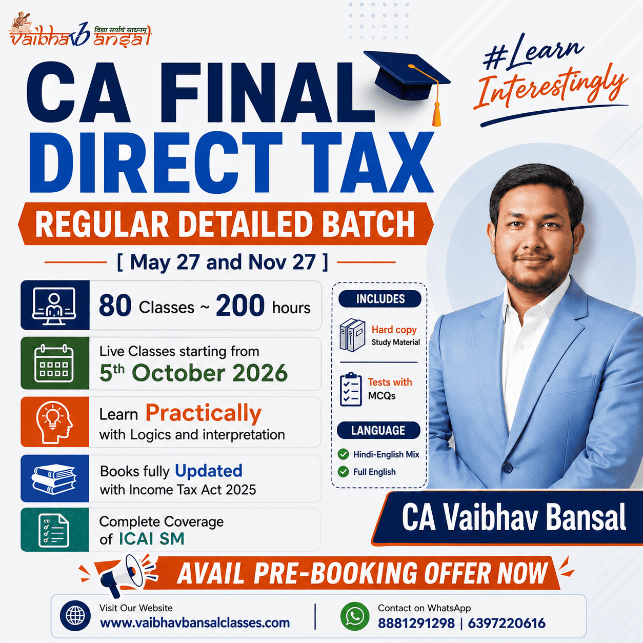 CA FINAL DIRECT TAX MAY 27 ONWARDS REGULAR BATCH